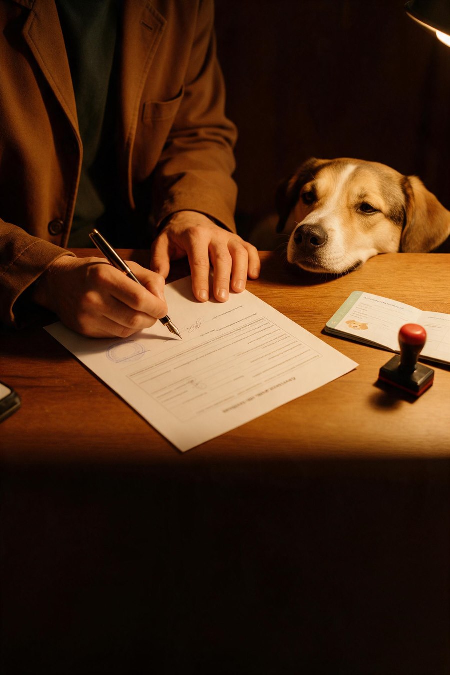 Veterinária assinando um atestado de saúde
